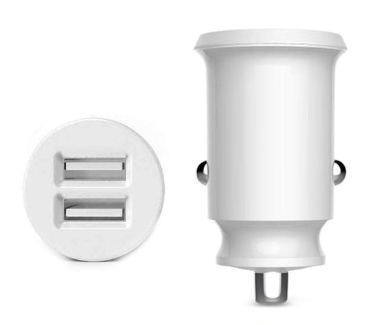 White 2.1A Dual Twin 2 Port USB 12v Universal Car Socket Lighter Charger Adapter