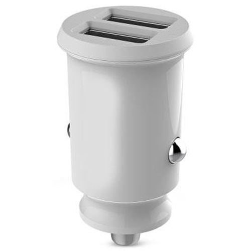 White 2.1A Dual Twin 2 Port USB 12v Universal Car Socket Lighter Charger Adapter