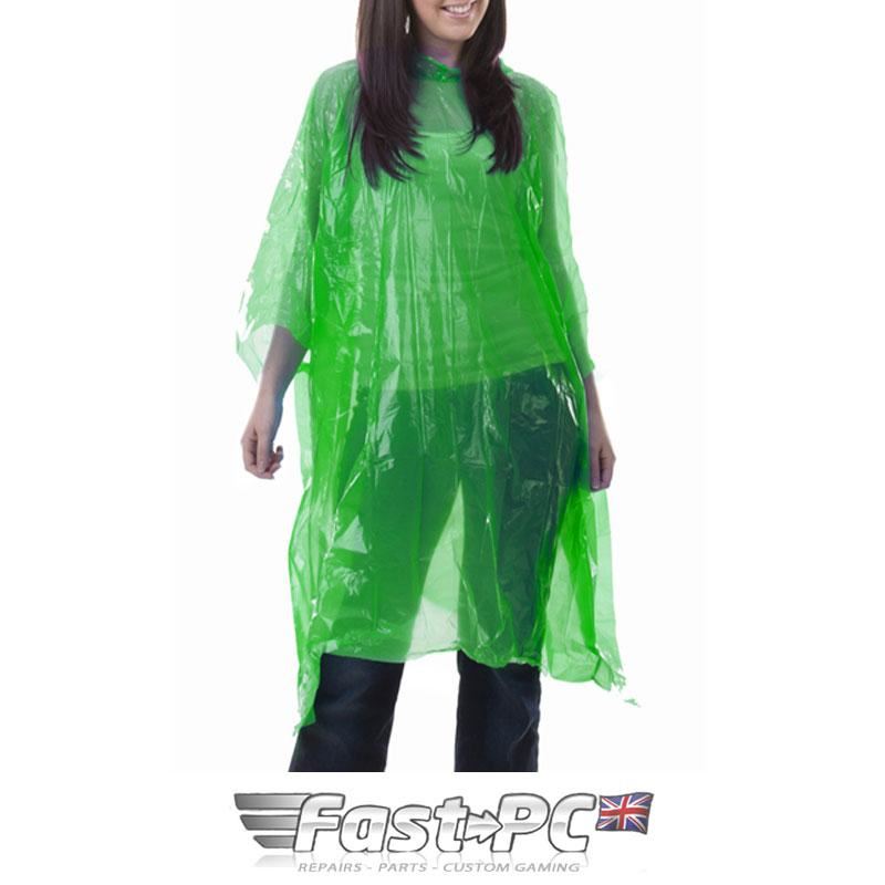 Adult Coloured Emergency Waterproof Hooded Theme Park Rain Poncho Mac Coat