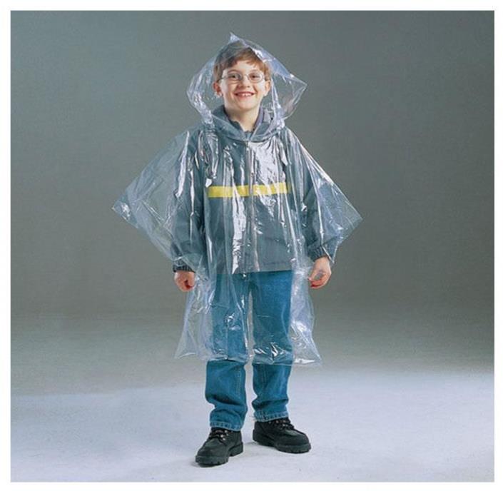 4x Adult 4x Kids Clear Waterproof Hooded Rain Poncho for Theme Park Hiking | FPC