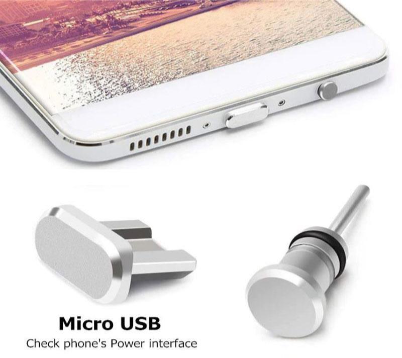 Metal Micro USB Charger & Ear Port Anti Dust Cover Plug Older Samsung Android