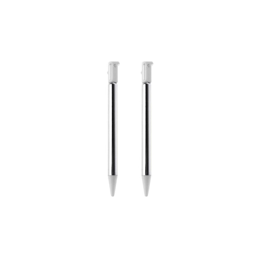 for Nintendo 3DS - 2 White Metallic Retractable Extendable Stylus Pens | FPC