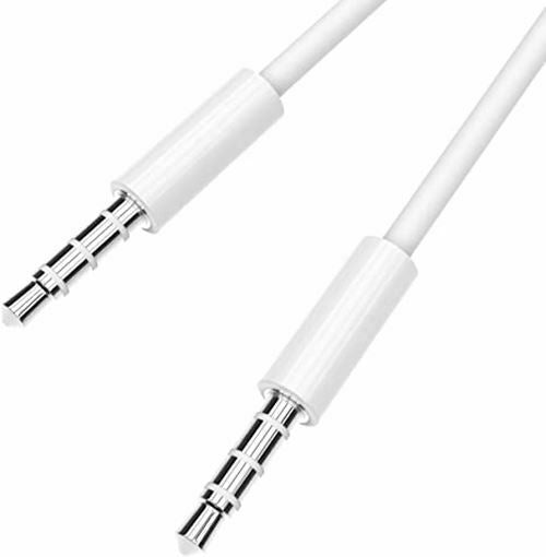 1m PRO White 4 Pole 3.5mm Jack Male to Male Stereo Audio AUX Cable | FPC