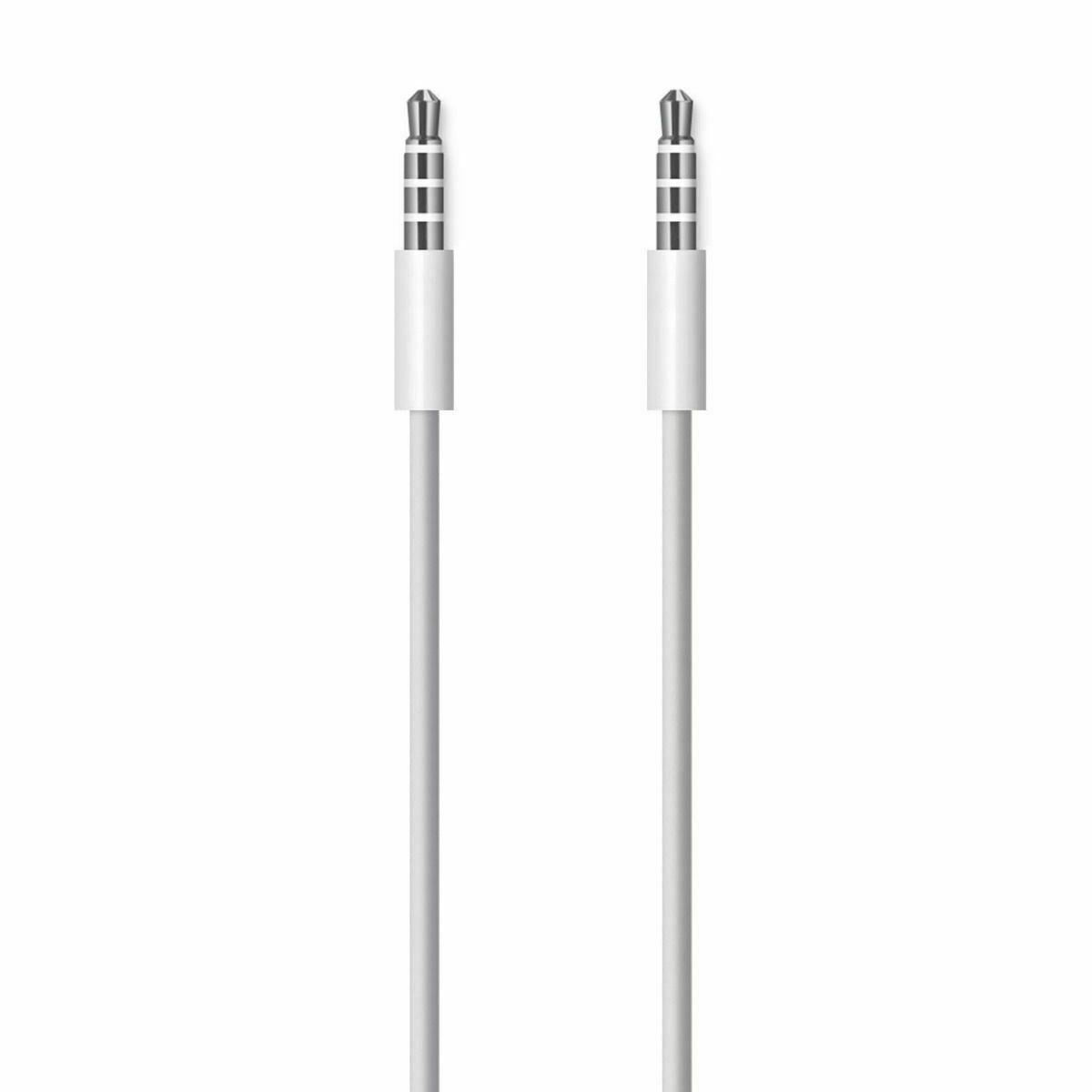 1m PRO White 4 Pole 3.5mm Jack Male to Male Stereo Audio AUX Cable | FPC