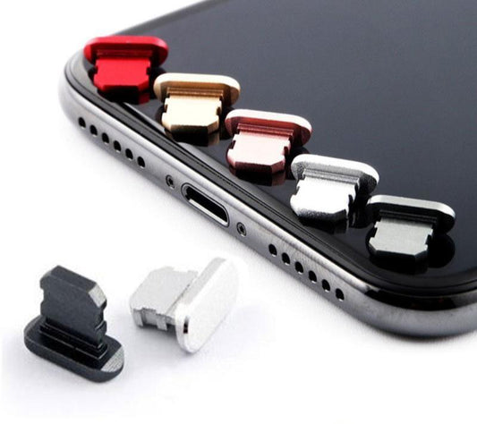 - for iPhone 14 13 12 11 XR XS SE 8 7 6 - Metal Charger Port Dust Cover Plug