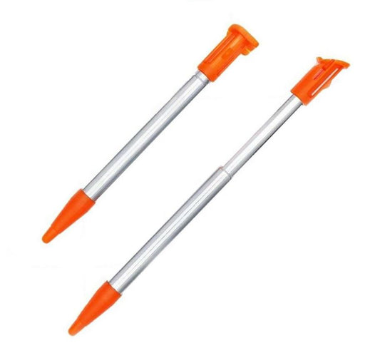 for Nintendo NEW 2DS XL - 2x Orange Metal Retractable Extendable Stylus Pens FPC