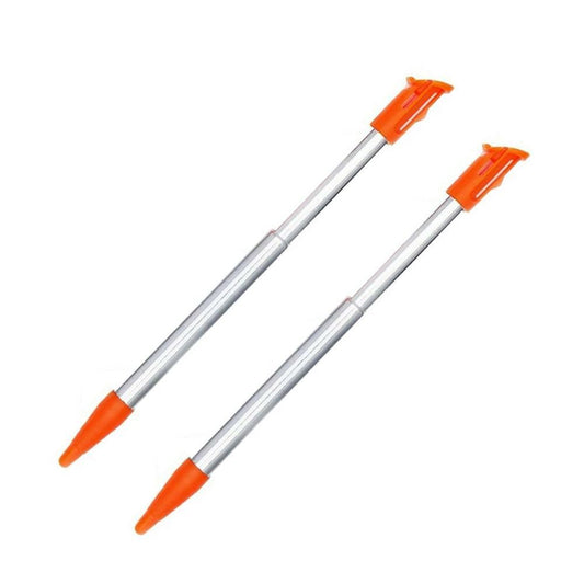 for Nintendo NEW 2DS XL - 2x Orange Metal Retractable Extendable Stylus Pens FPC
