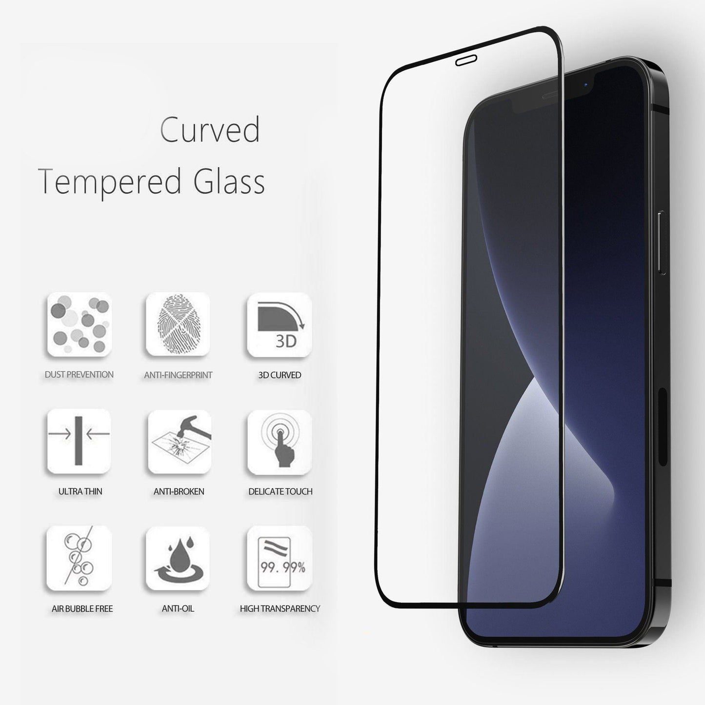 for iPhone 12 Mini Pro Max - 4D Full Coverage Tempered Glass Screen Protector