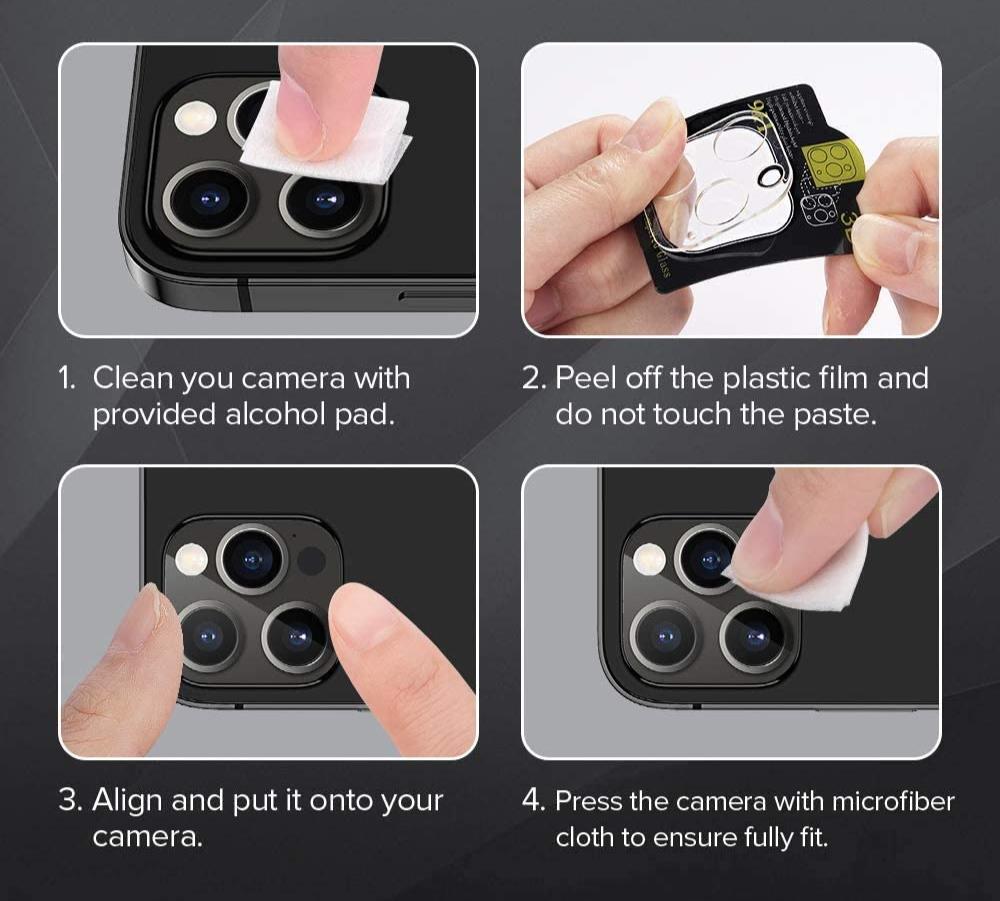 for iPhone 12 Pro - Full Tempered HD Glass Camera Lens Protector Cover | FPC