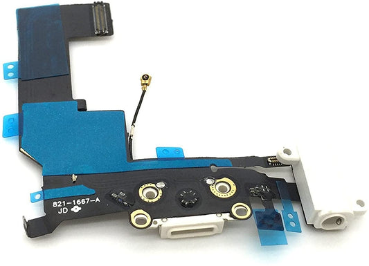 for iPhone 5S - White USB Charging Port Mic Headphone Jack Flex | FPC