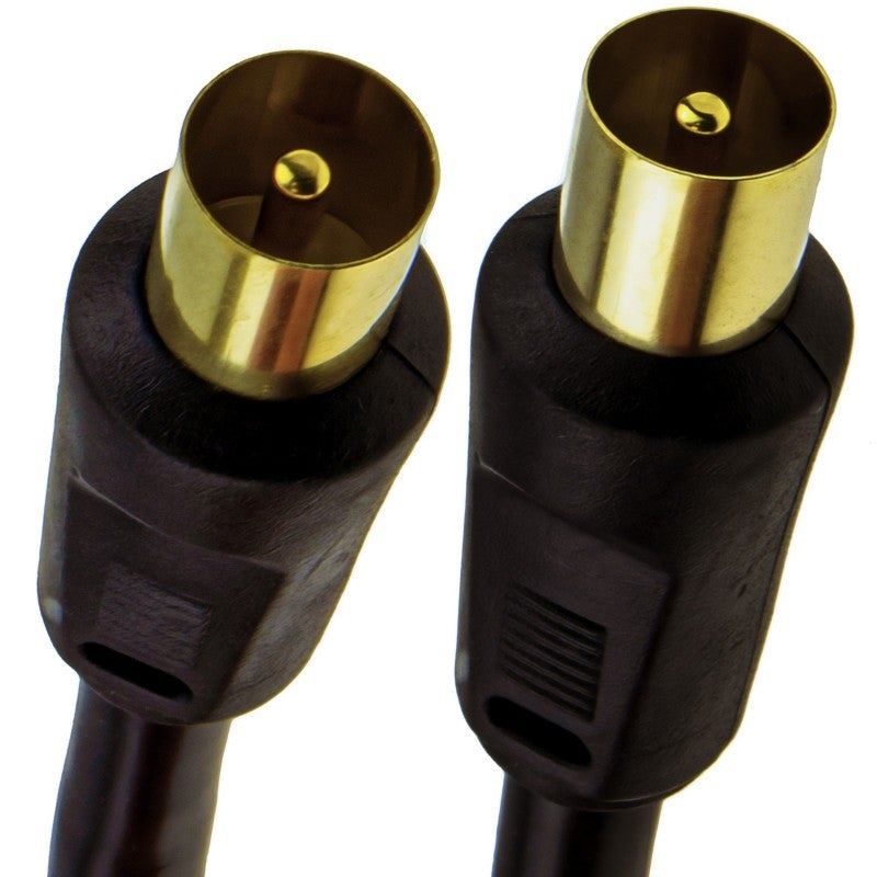 2m Black Coaxial TV Aerial Male-Male Cable Lead Gold Plated | FPC