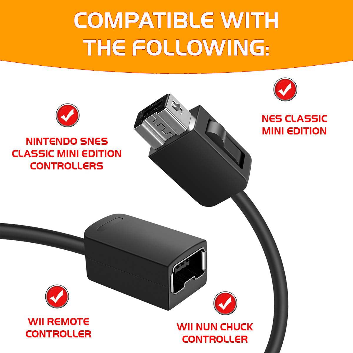 for Nintendo MINI NES SNES Wii - 2M Extension Lead Cable Cord | FPC