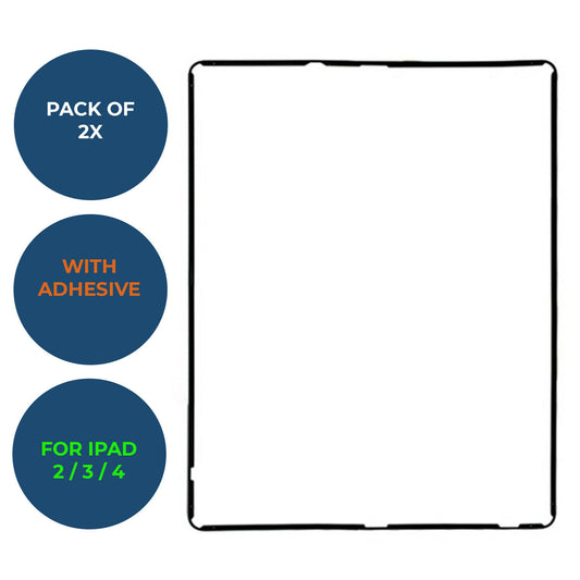 iPad 2 3 4 - 2x Black Digitizer Screen Support Frame Bezel Bracket Edging Border