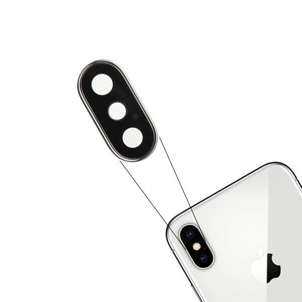 for iPhone X - Silver Replacement Sapphire Glass Camera Lens & Housing |FPC