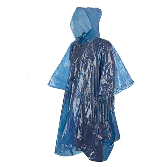 Blue Adult Emergency Waterproof Hooded Theme Park Festival Rain Poncho Mac Coat