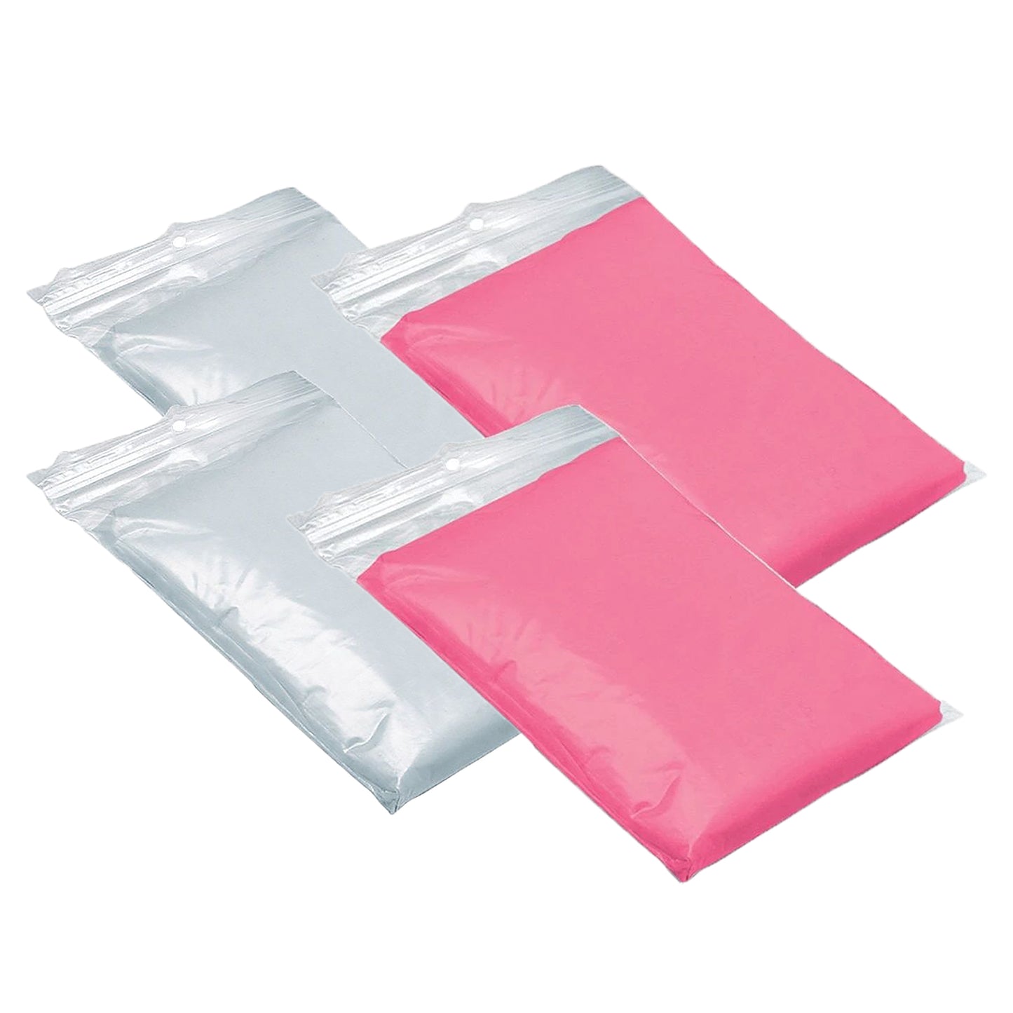 2x Clear 2x Pink Adult Size Waterproof Hooded Theme Park Rain Poncho Mac Coat