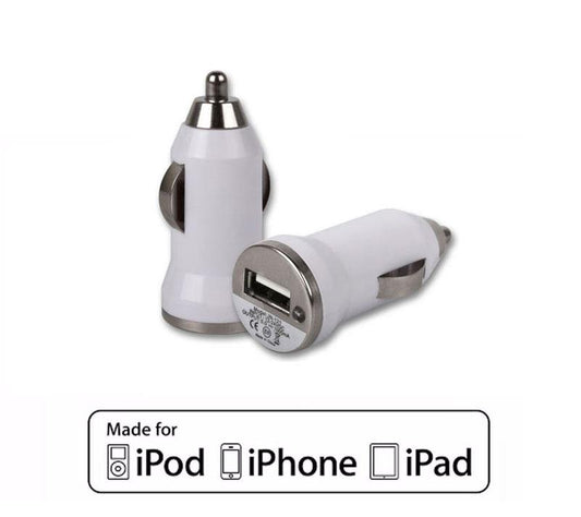 White Small 12v USB Car Charger & OLD TYPE 30 pin iPhone Sync Lead | FPC