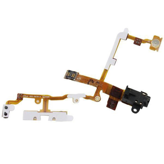 for iPhone 3GS / 3G - Black Power Volume Headphone Audio Jack Socket Flex Lead