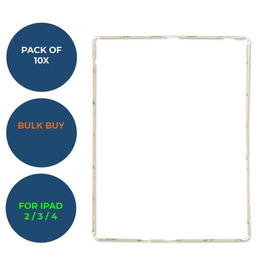 10x White Digitizer Screen Support Frame Bezel for iPad 2 3 4 - with adhesive