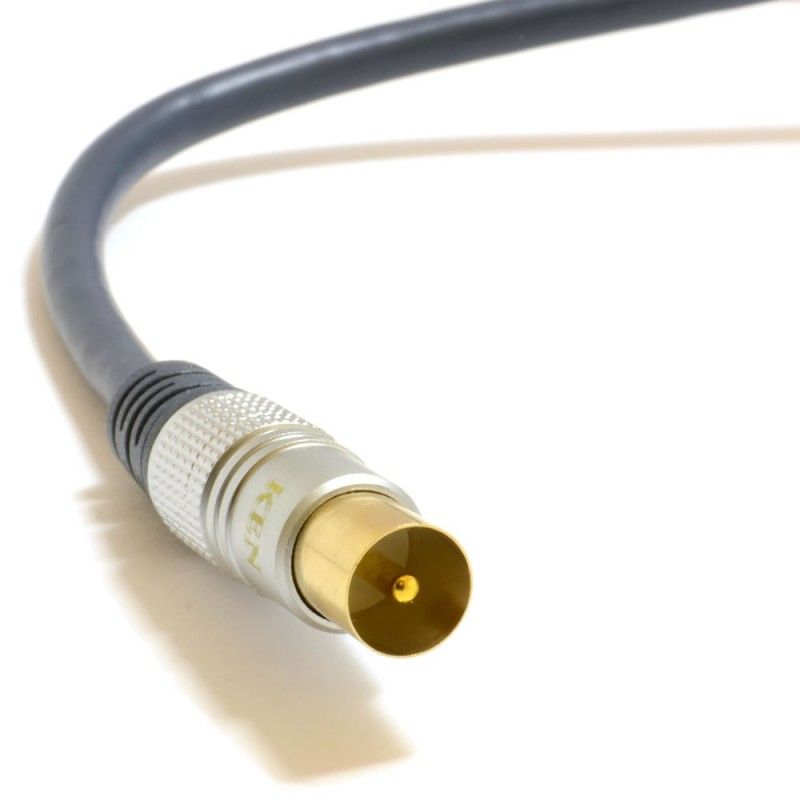 2m Silver Gold PRO High Quality TV Coaxial Aerial Male-Male Cable Lead | FPC
