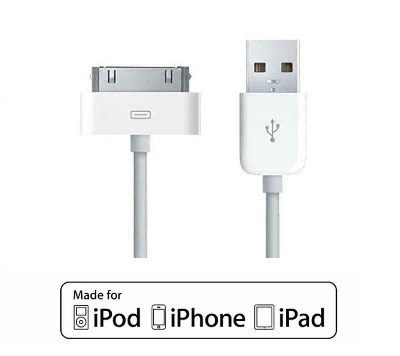 White Small 12v USB Car Charger & OLD TYPE 30 pin iPhone Sync Lead | FPC