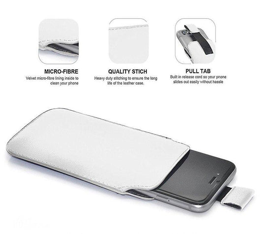 for iPhone 14 13 12 11 XS XR X 8 7 - Soft Faux Leather Pull Tab Pouch Case | FPC