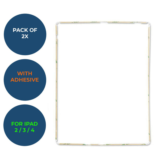 iPad 2 3 4 - 2x White Digitizer Screen Support Frame Bezel Bracket Edging Border