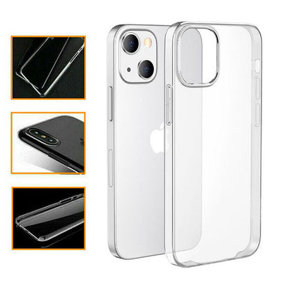 for iPhone 15 14 13 12 11 XS XR SE - Clear Hard Plastic Clip on Back Case Cover
