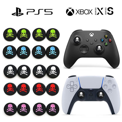 for Xbox Series S|X One PS5 PS4 - 4x Skull & Cross Bones Thumbstick Grip Covers