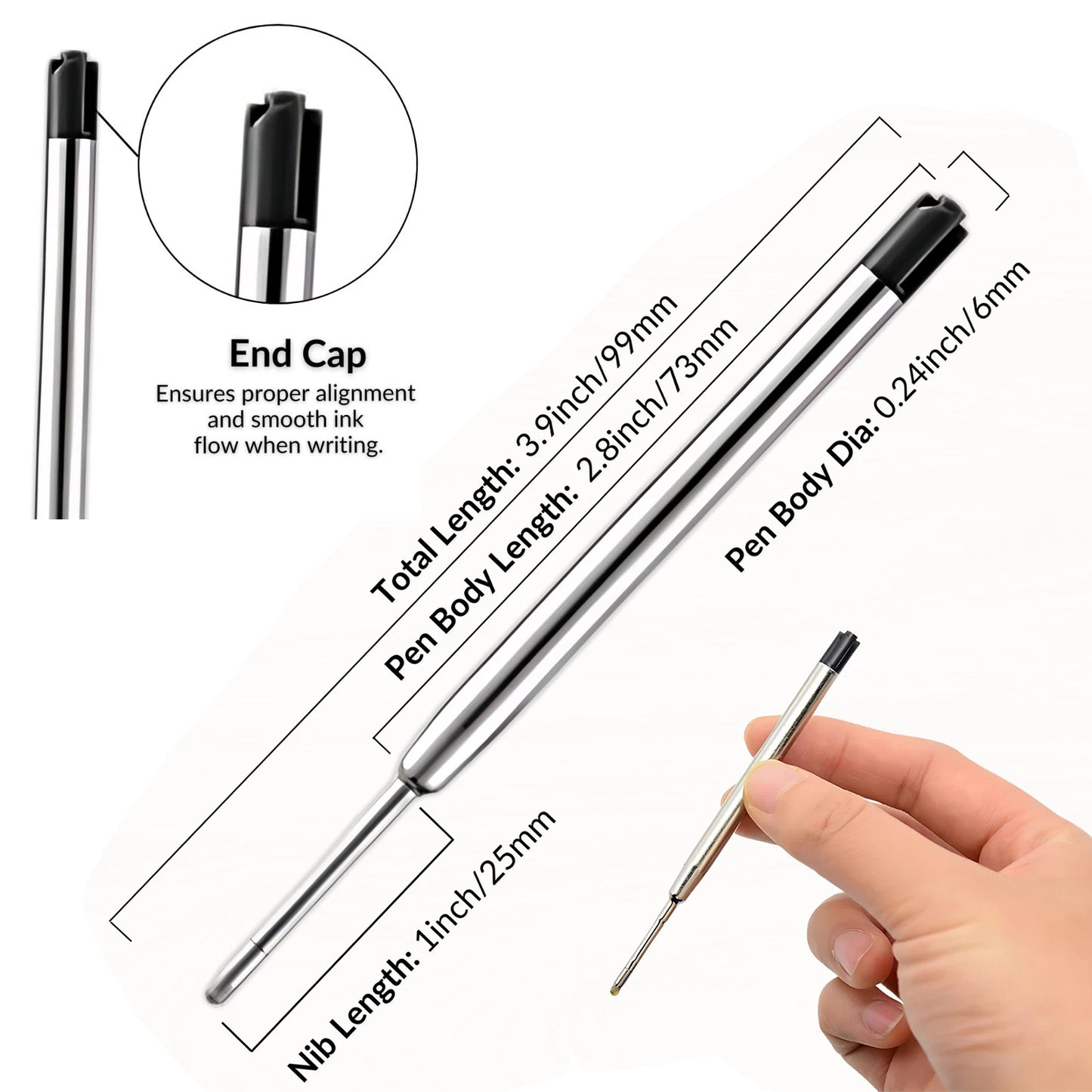 For Parker Ballpoint Pen - Black Blue Red Medium 0.7mm Compatible Ink Refills