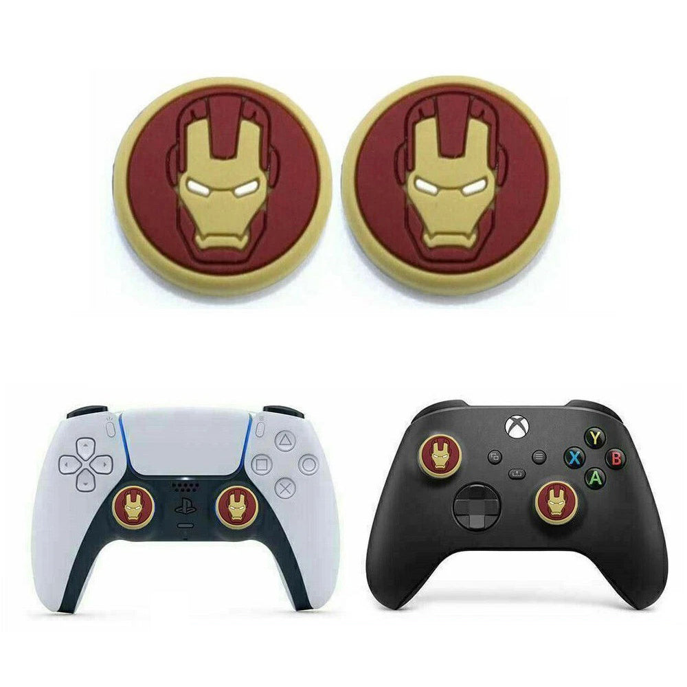 for PS5 | Series X|S | PS4 | Xbox One - 2x Iron Man Thumbstick Grip Caps