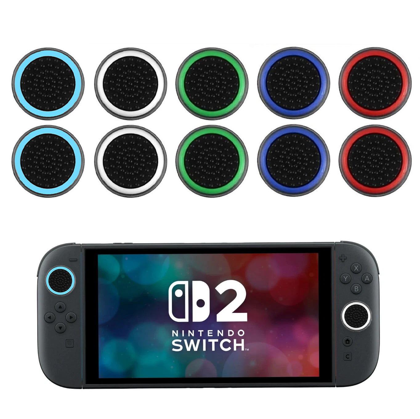 for Nintendo Switch 2 - 2x Silicone Rubber Thumb Stick Grip Cover Caps | FPC