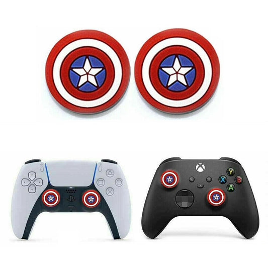 for PS5 | Series X|S | PS4 | Xbox One - 2x Captain America Thumbstick Grip Caps