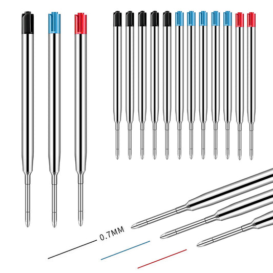 For Parker Ballpoint Pen - Black Blue Red Medium 0.7mm Compatible Ink Refills