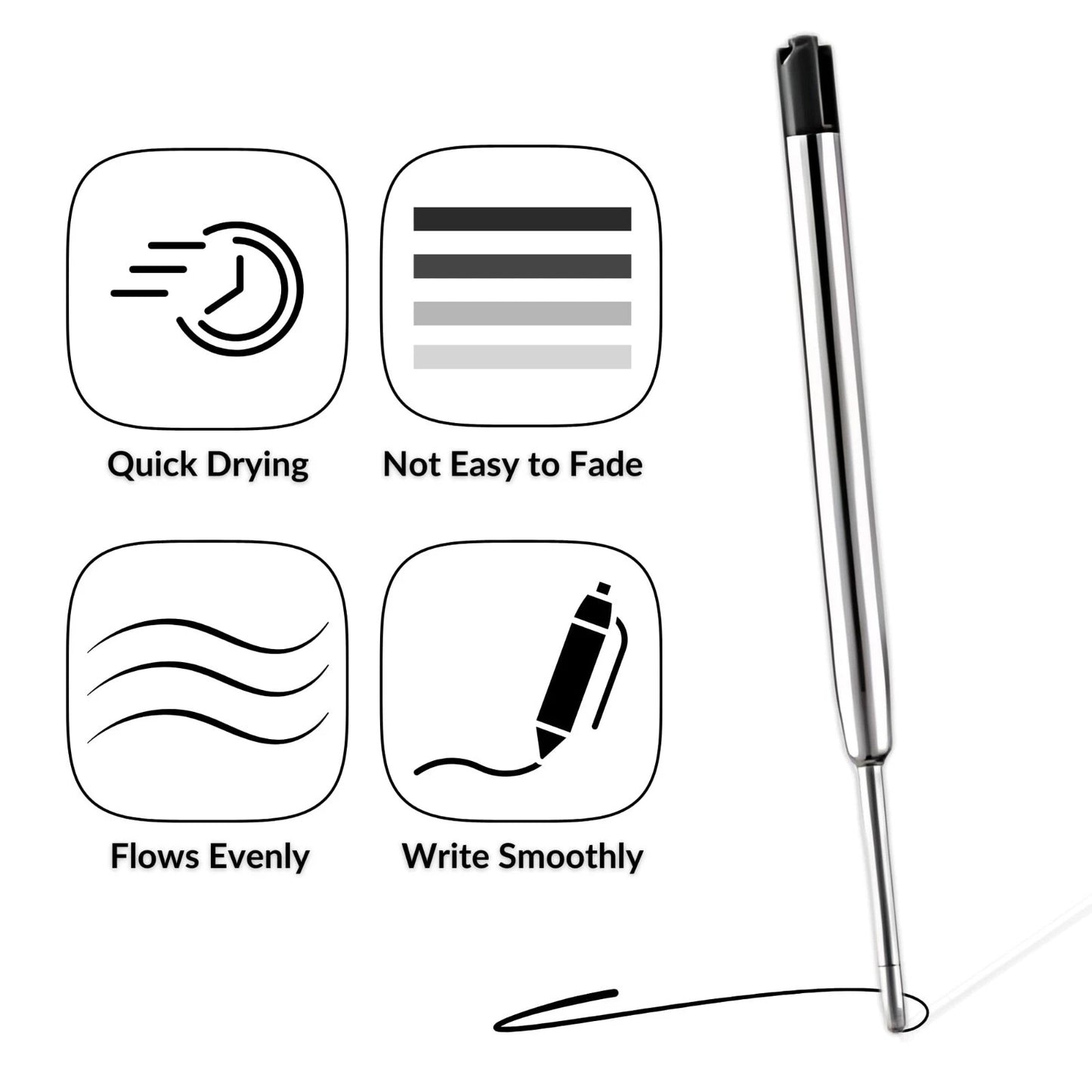 For Parker Ballpoint Pen - Black Blue Red Medium 0.7mm Compatible Ink Refills