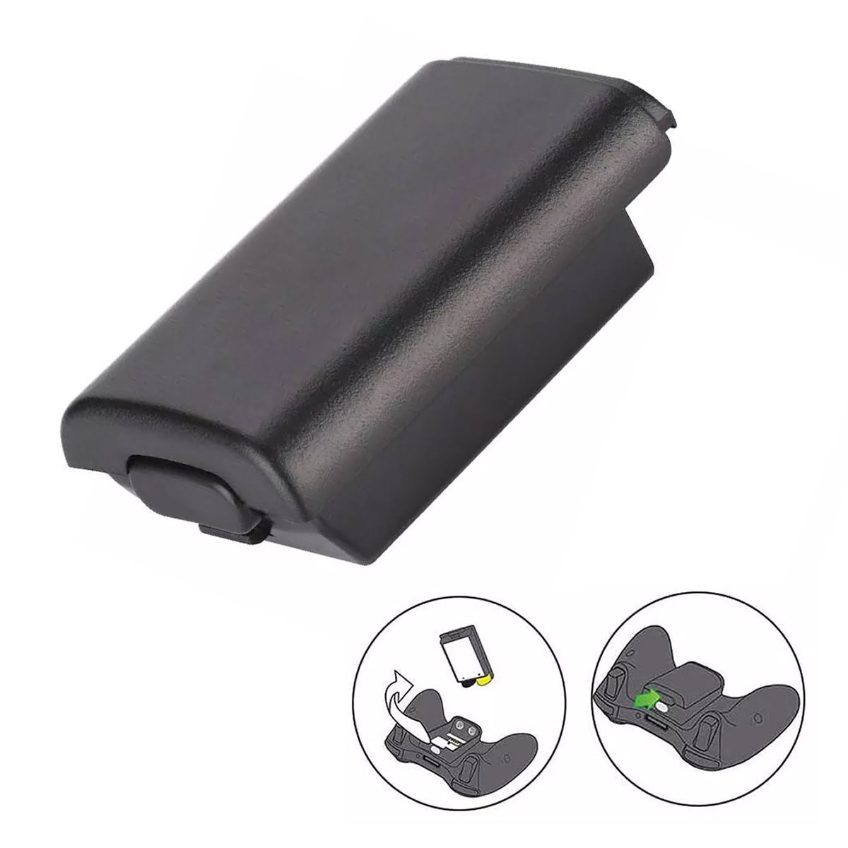 for Xbox 360 Controller - Black AA Battery Holder Shell Back Door Cover | FPC