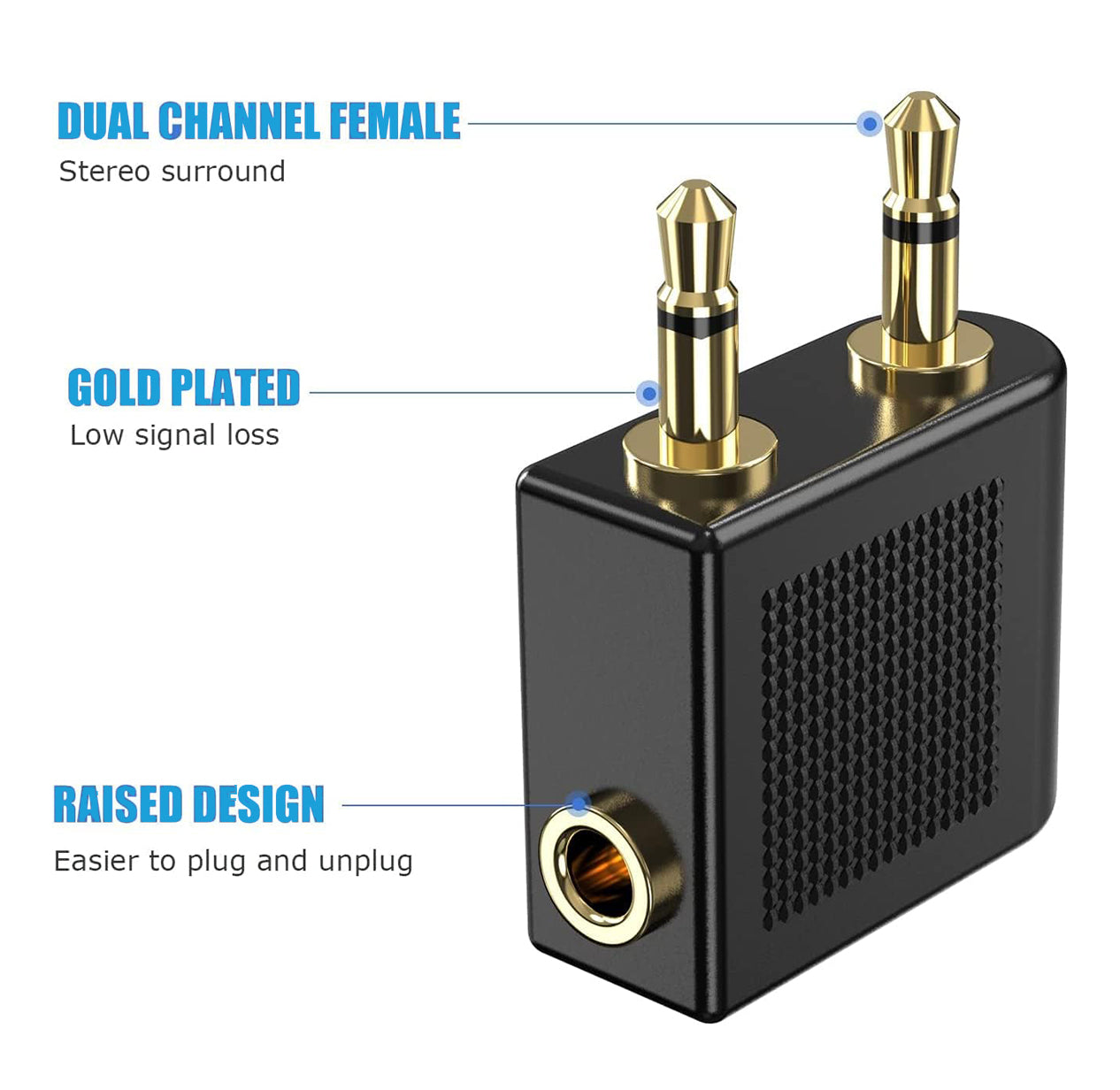 2x Aeroplane Airplane Airline In-Flight Chair Audio Adapter Headphone | FPC