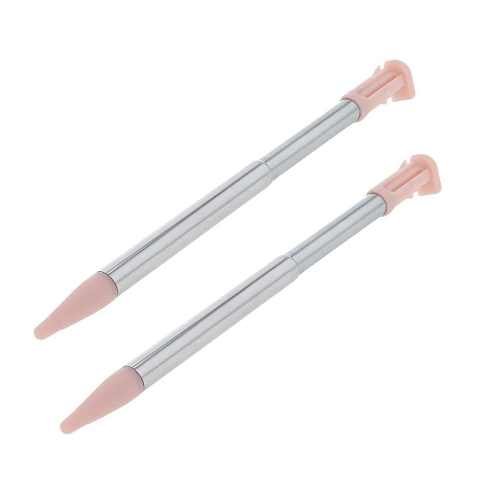 for Nintendo NEW 2DS XL - 2x Pink Metal Retractable Extendable Stylus Pens FPC