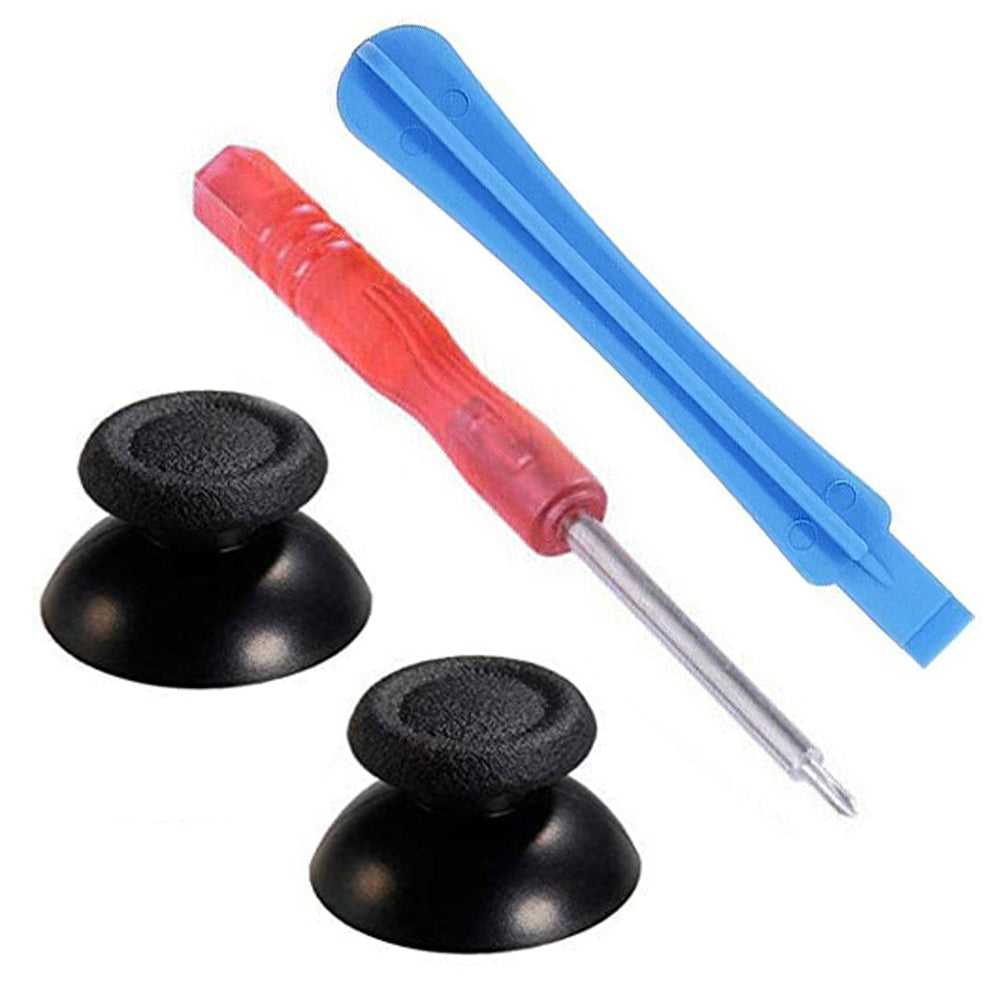 for Sony PS4 Controller - 2x Black Thumb Sticks & Screwdriver Set Kit | FPC