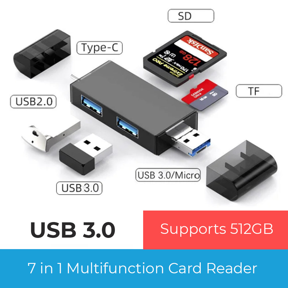7 In 1 Multifunction USB 3.0 Memory Card Reader Adapter SD/Micro SD/USB | FPC