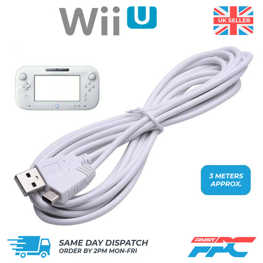 for Nintendo Wii U Gamepad Controller - 3m Long USB Charger Cable Lead | FPC