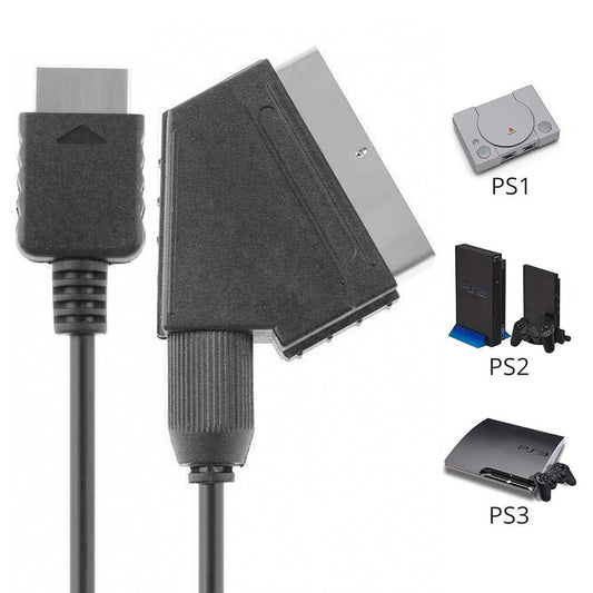 for Sony PS1 / PS2 / PS3 - SCART TV Lead Cable AV Audio Video (1.8m) | FPC