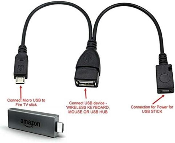 For Amazon Firestick 4K TV - 2in1 Micro USB OTG Adapter Power Cable Splitter HDD