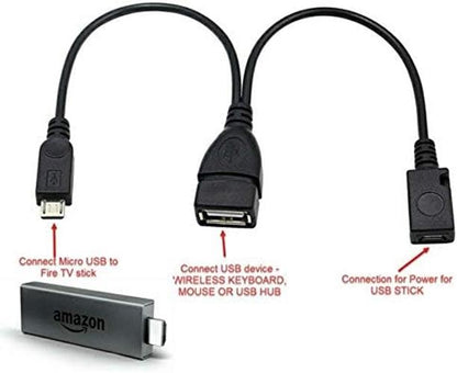 For Amazon Firestick 4K TV - 2in1 Micro USB OTG Adapter Power Cable Splitter HDD
