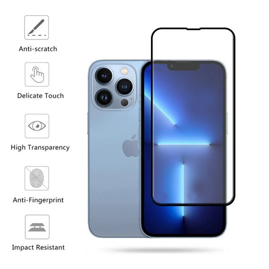 for iPhone 14 13 12 11 XR XS - 2x Tempered Glass Screen Protector Full Coverage