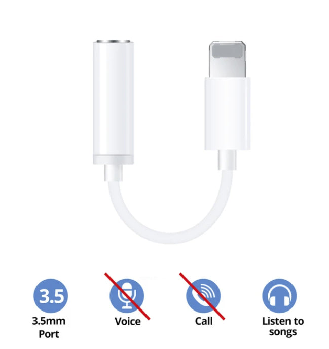 for iPhone 14 13 12 11 XS - 3.5mm Aux Jack to 8 Pin Fast Headphone Adapter Cable