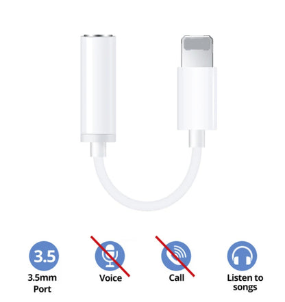 for iPhone 14 13 12 11 XS - 3.5mm Aux Jack to 8 Pin Fast Headphone Adapter Cable
