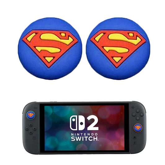 for Nintendo Switch 2 - 2x Superman Silicone Thumb Stick Grip Cover Caps