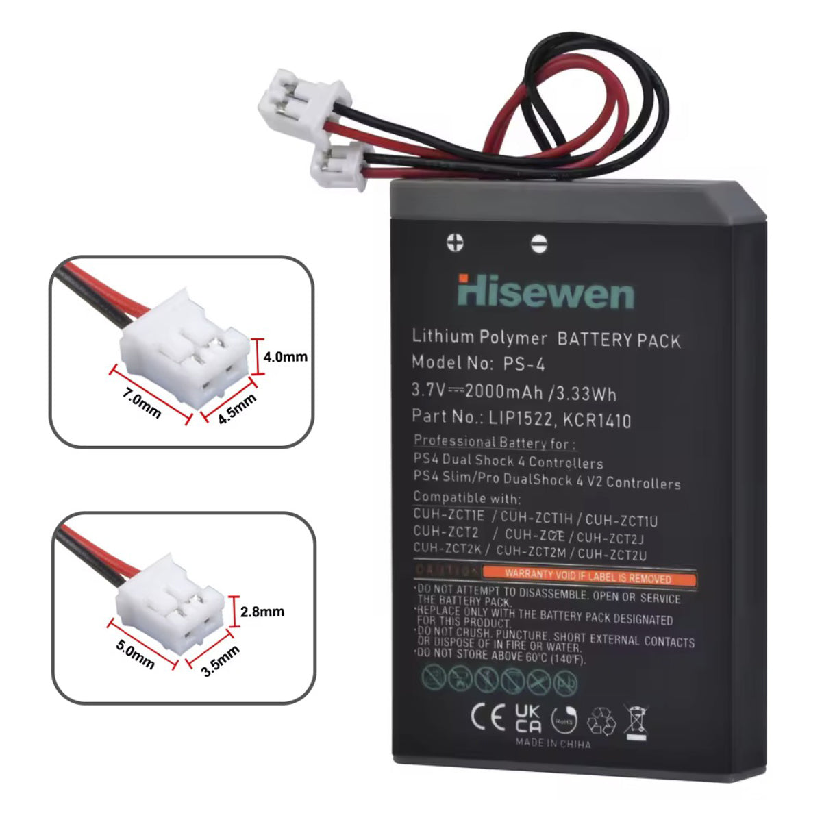 for All PS4 Controllers - Dual Use 2000mAh Replacement Battery (Fat Slim Pro)