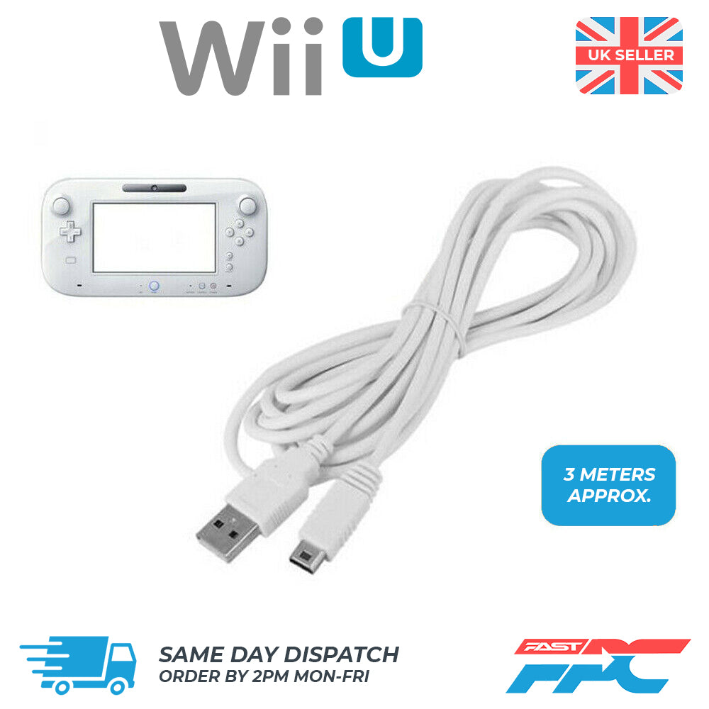 for Nintendo Wii U Gamepad Controller - 3m Long USB Charger Cable Lead | FPC